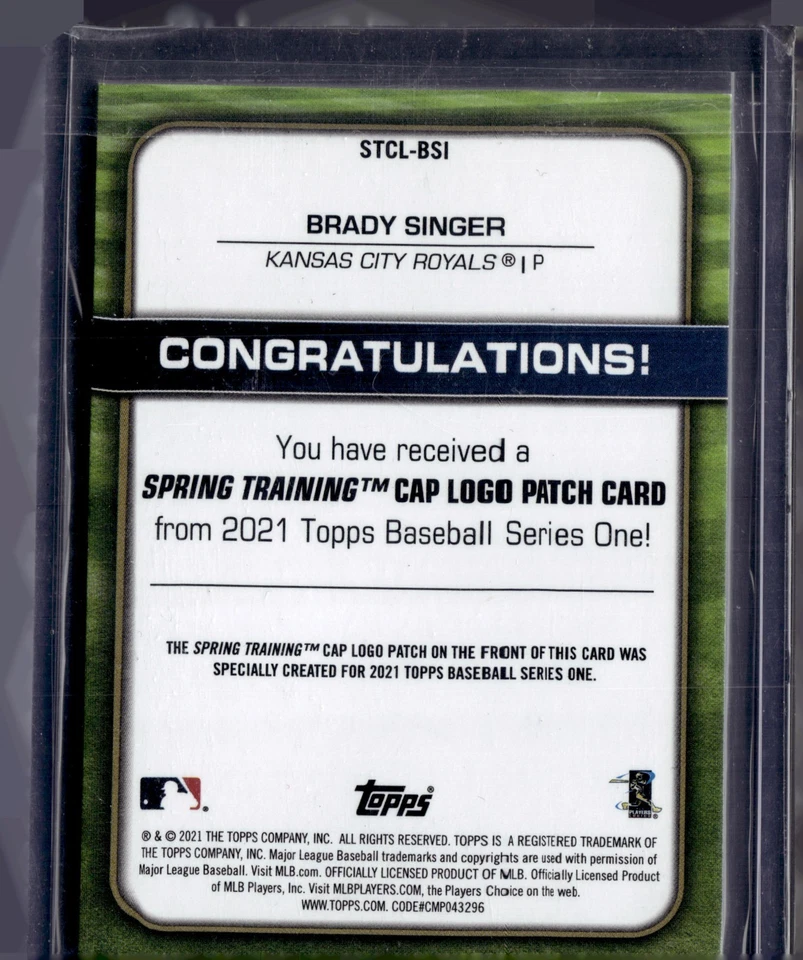 2021 Topps - Spring Training Cap Logo Patches Brady Singer STCL-BSI - Image 2 of 2
