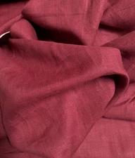 100% Flax Linen Fabric Light to Medium Weight Piece Dyed in Wine Color 57" Wide