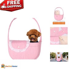 Breathable Cotton Pet Sling Carrier for Small Dogs  Cats - Light Pink 3-8lbs 