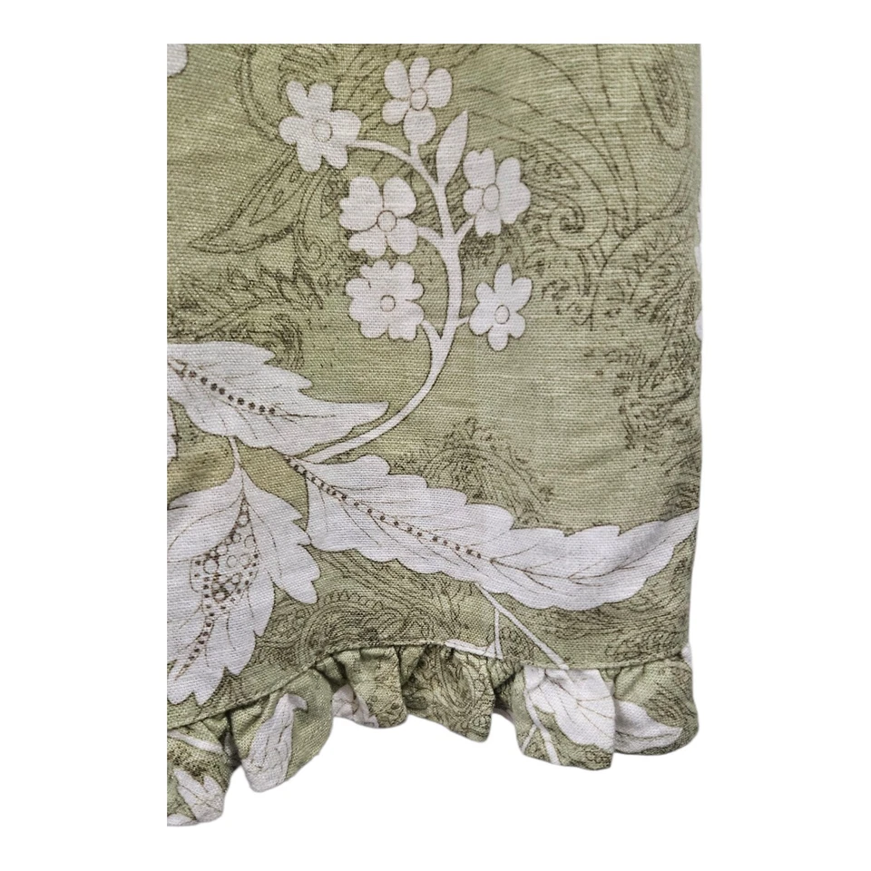 White Stag Dress Medium 8/10 Sleeveless Linen Blend Floral Ruffle Hem Sage Green - Image 4 of 4