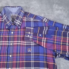 Cinch Shirt Mens 2XL Purple Blue Plaid Button Down Western Rodeo Cowboy Logo