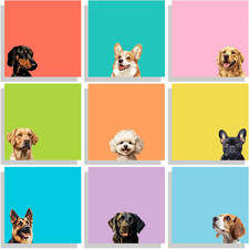 9 Pads Cute Sticky Notes Set, 3" X 3" Dog Self Stick Notepads, Funny Dog Station