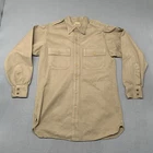 US WWII Era Military Shirt Men’s M Khaki Vintage 40s 50s 2nd Armored Patch Hell