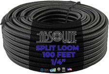 100 Ft 1/4" Split Wire Loom Conduit Polyethylene Tubing Black Sleeve Tube