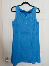 Tu Blue Sleeveless 100% Cotton Summer Dress – UK 14, Double Lined with Back Tie