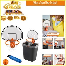 Mini Basketball Trash Can Hoop Set Clip-On Game with Ball  Pump Indoor