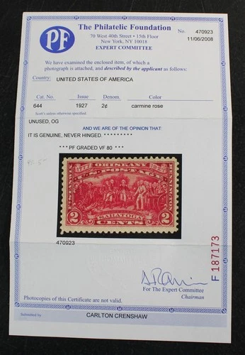 CKStamps: US Stamps Collection Scott#644 Mint NH OG PF Cert