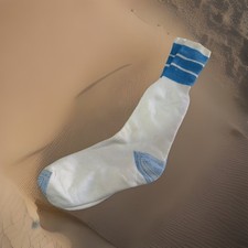 VTG Socks Mens Sport Crew Super Soft Acrylic USA Made Blue Stripe 9-12 Blue Toe