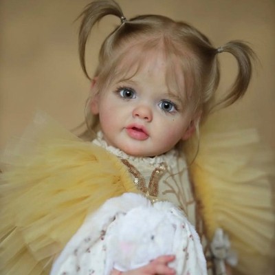 Lifelike 26in Finished Reborn Baby Doll Rooted Hair Cloth Body Toddler Girl Gift