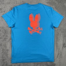 Psycho Bunny T Shirt Men 5 Medium Blue Skull Crossbone Logo Bold Edgy 3D Graphic