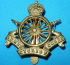 WW1 ERA THE ARMY CYCLIST CORPS BRITISH MILITARY CAP BADGE - SLIDER - GILT BRASS