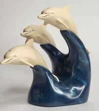 Dolphin Family Mother Father Baby Figurine GH Cook Company Fine Art 5" Sculpture