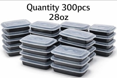 300x WIEDERVERWENDBARE 28 Unzen MAHLZEIT ZUBEREITUNG MIKROWELLE LEBENSMITTEL BEHÄLTER ERHÖHTE DECKEL Stapelbar