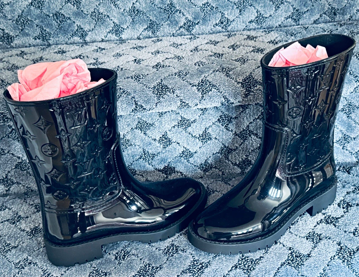 Louis Vuitton ブーツ ブラック 37 ミディアム 23.5 雨 Louis Vuitton Women's Rain Boot Black for sale | eBay