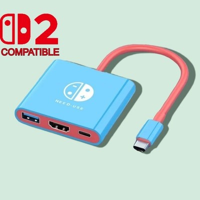 HDMI TV Dock For Nintendo Switch 1/2/OLED Docking Replacement Adapter Converter