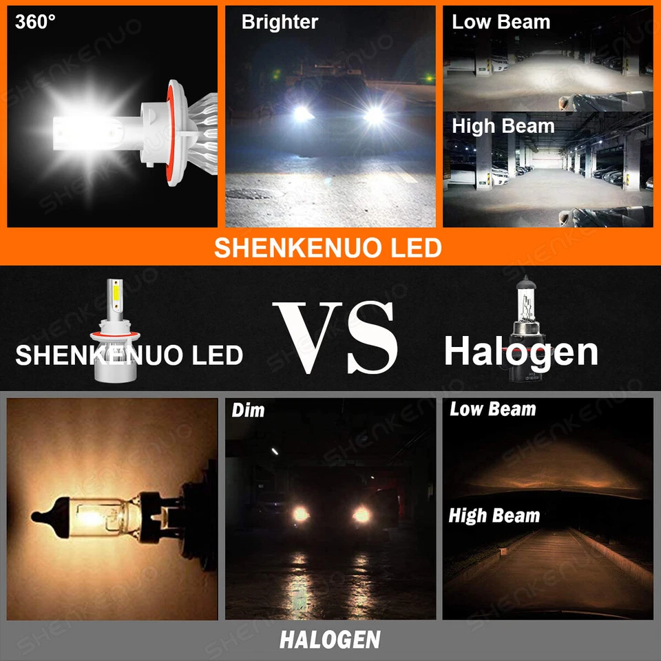 For 2007-2020 Jeep Wrangler 6000K LED Headlight Bulbs Kit  High Low Beam 2pcs - Imagem 4 de 4