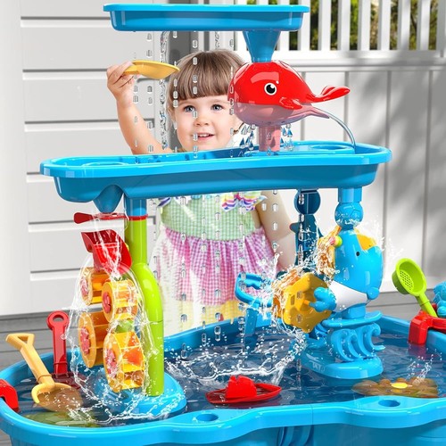 Creative 3-Tier Sand and Water Play Table with Chairs - Ideal for Kids Aged 1-5 - Picture 6 of 9