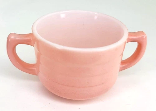 Vintage Hazel Atlas Little Hostess Pink Moderntone Milk Glass Sugar Bowl Mini