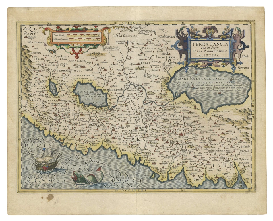 Antique Map "Terra Sancta" (Holy Land) Mercator - Hondius, c.1610 - Image 2 of 4