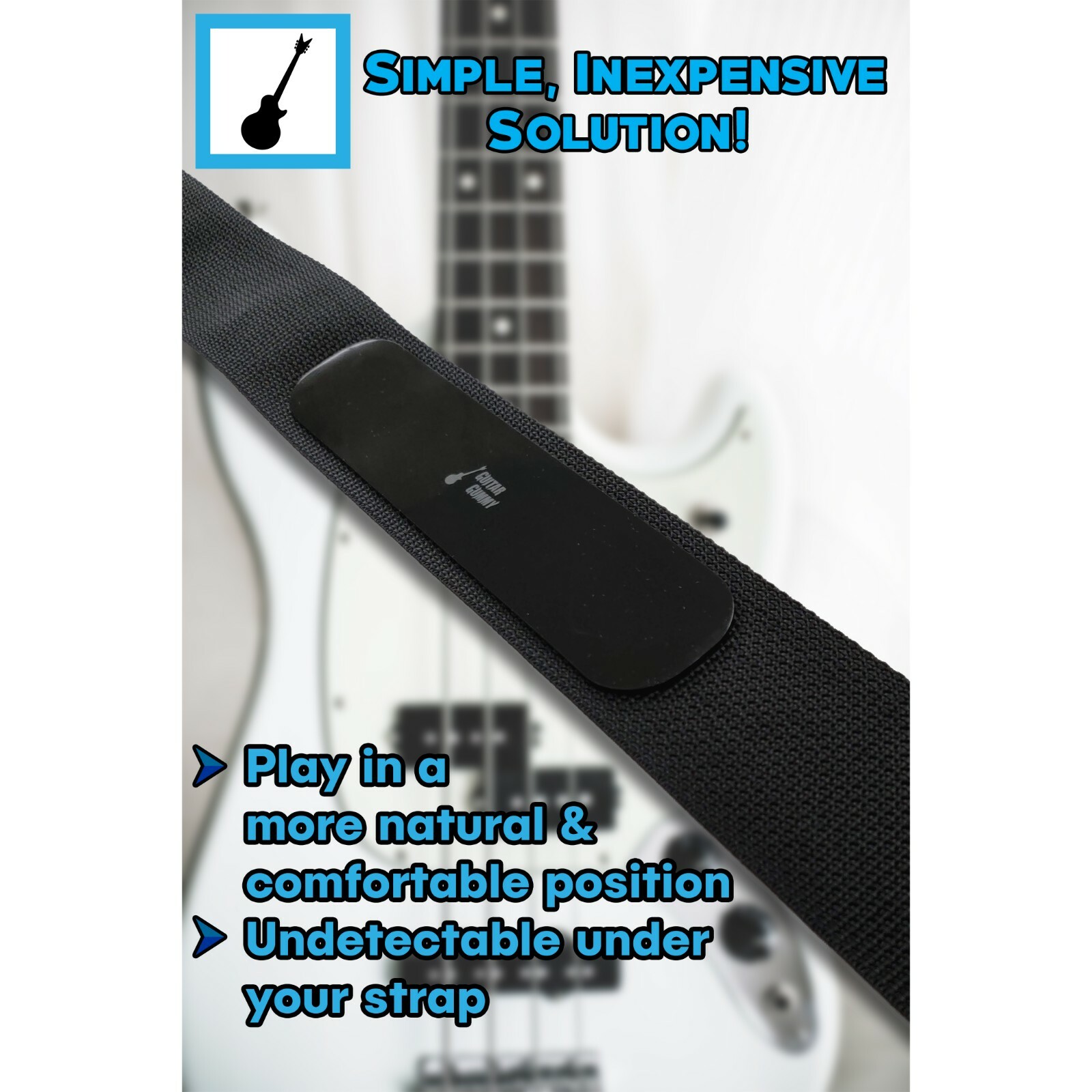 Guitar Gummy™ Guitar Strap Non Slip Grip Strips Pad *Prevent Neck Dive