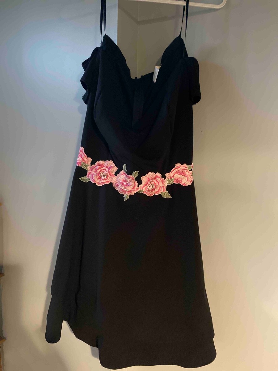 black dress pink roses B Darlin with embroidered Sleeveless size 18W Living Room resistant and designed for Leely Women Navy High Size:14 US Women (11 UK/AU)