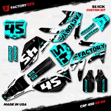 White & Cyan Slick Racing Graphics Kit fits Honda CRF450R 05-08 Crf 450 Crf450