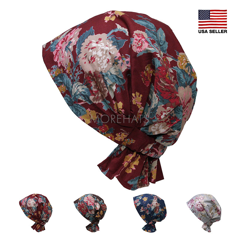 Large Flower Cotton Scarf Slip On Pre Tied Turban Hat Chemo  display picture 3