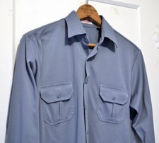 Vintage 70s 80s McGregor Long Sleeve Grey/Slate Button Down Shirt Medium Polyest