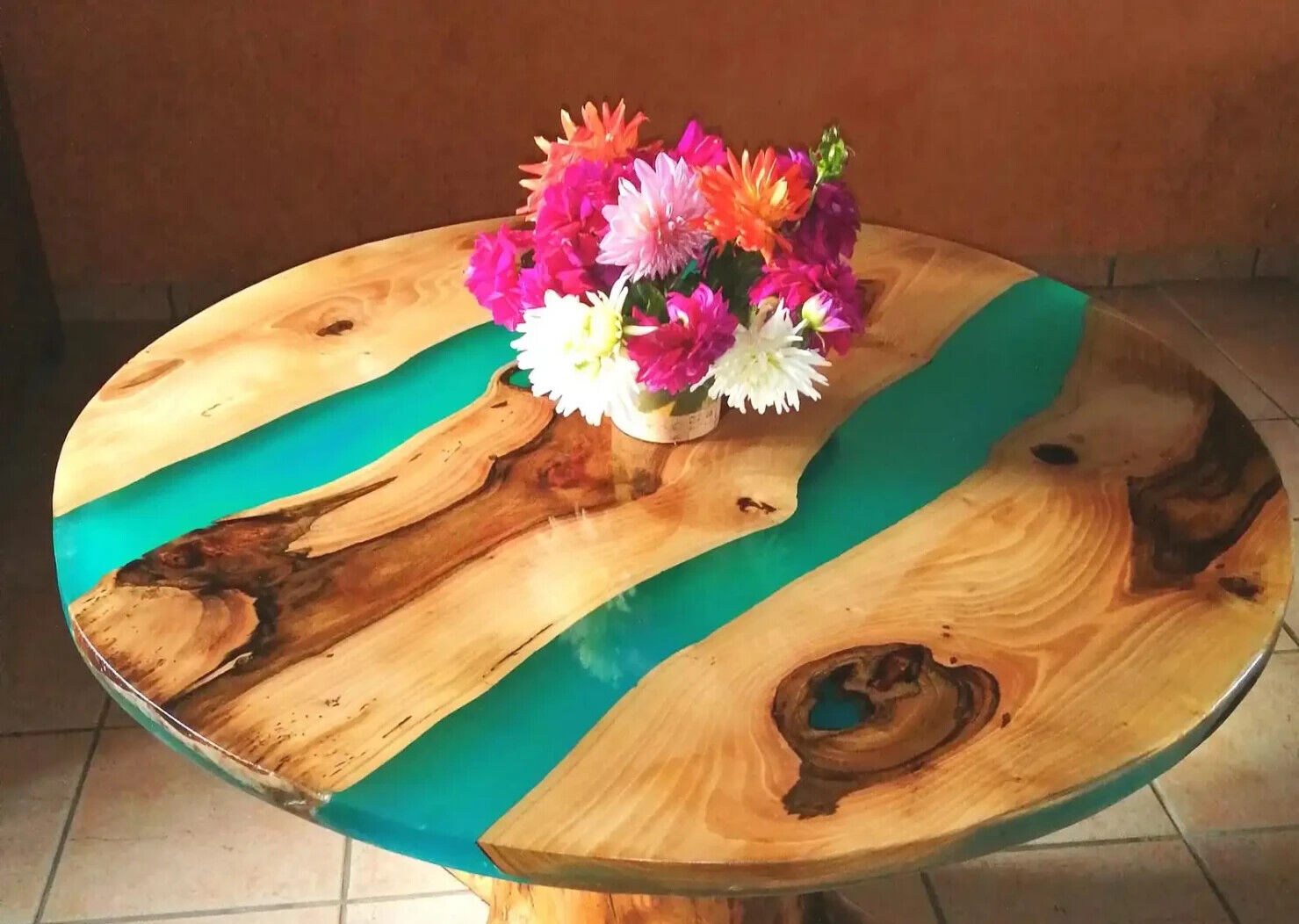 42-Inch Epoxy Resin Dining Table Top - Unique Modern Home Decor Accent Piece  