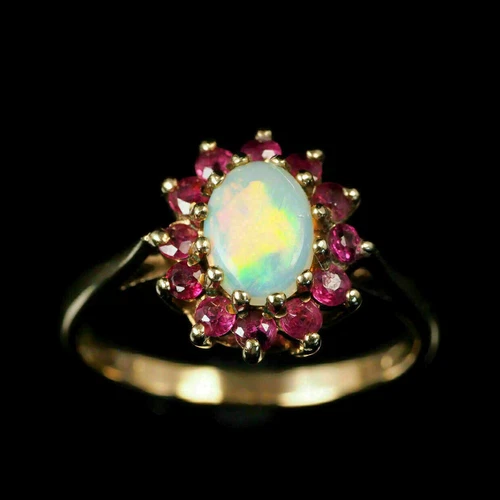 Natural Fire Opal  Red Ruby Engagement Ring3Ct Oval Cut 14K Yellow Gold Plated