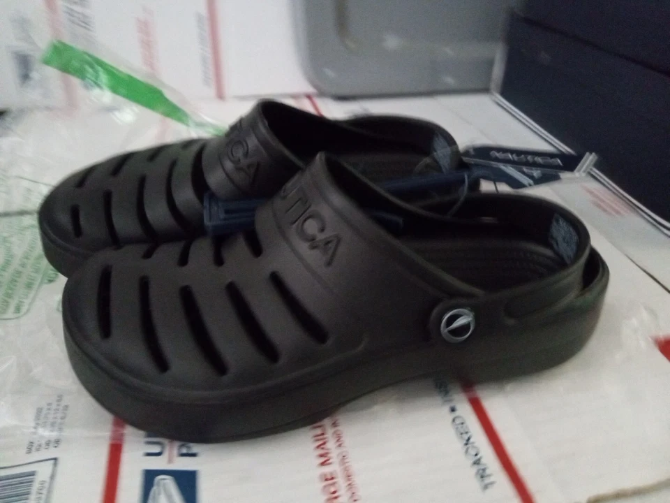 Sandalias impermeables de goma sin cordones Nautica negras para hombre 13 River Edge - #T6 Foto 2 de 4