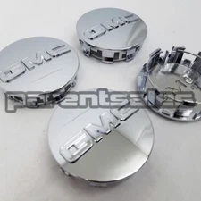 (4) 83mm 3.25" GMC Center Caps Chrome 20" 22" 24" wheels 14-24 long clip set