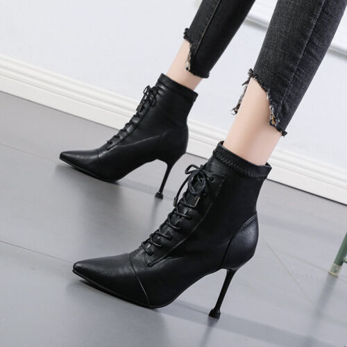 Botas de tacón spitz stiletto para mujer Zapatos con elegantes | eBay