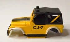 TYCO HO SCALE JEEP CJ-7 SLOT CAR YELLOW AND BLACK BODY ONLY 2.5”