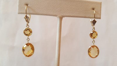 Ohrhänger 14 Karat Gelbgold Citrin mit Leverback 