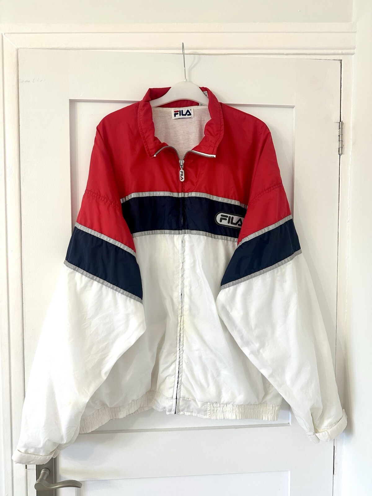 Cappotto giacca a vento vintage FILA y2k rosso navy bianco taglia XXL