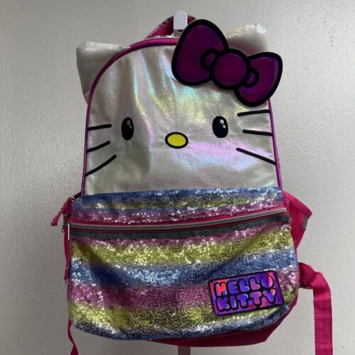 Hello Kitty Rainbow Sequin Backpack Holographic Iridescent School Bag