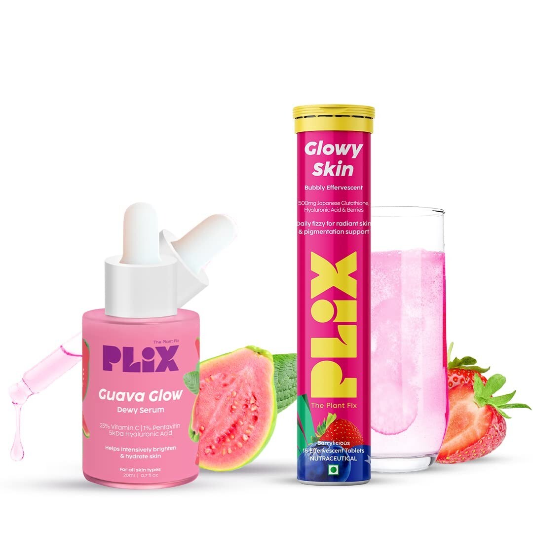 PLIX Glutathione Skin Glow 15 Tablets and Guava Serum Combo - 15Tabs + 20ml 
