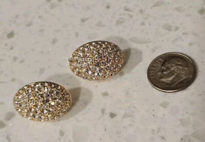 Vintage Ciner Clip-On Pave Earrings Signed