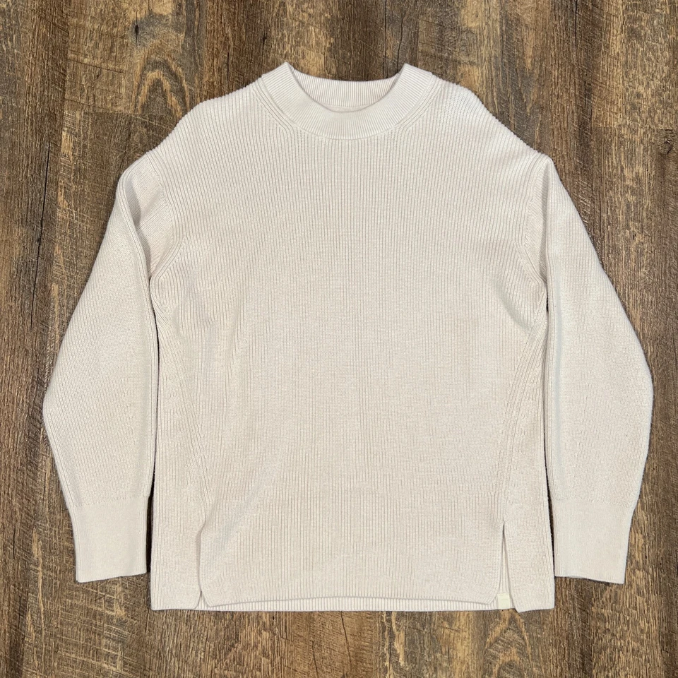 Suéter Lululemon Mezcla de Lana Merino Acanalado Cuello Redondo Blanco Ópalo Talla 6 Acogedor Cálido Foto 3 de 4