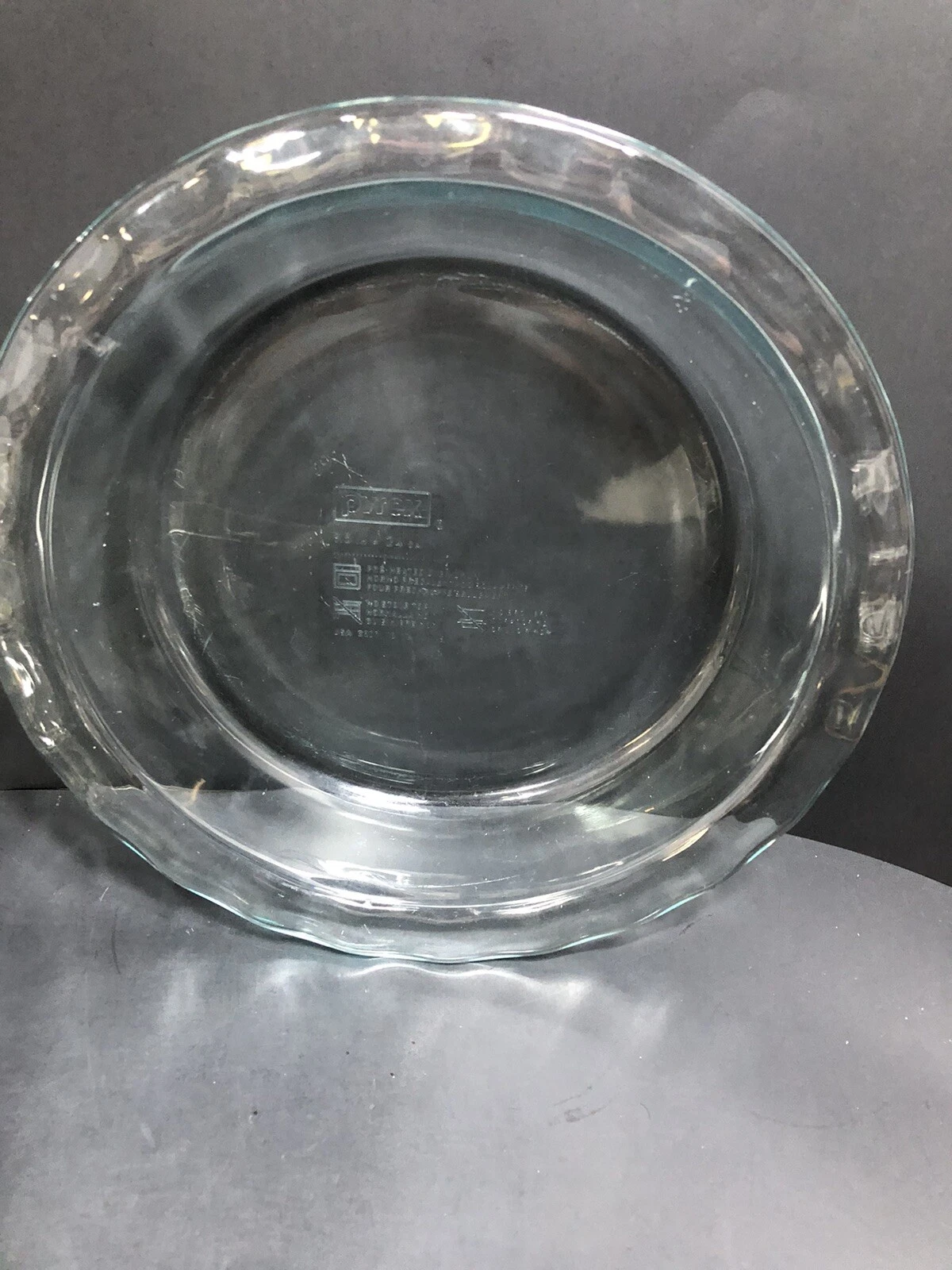 Pyrex Clear Glass C209 9.5” Pie Plate Baking Dish Ruffle Fluted Rim Free Ship