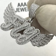 925  Solid Sterling Silver Cubic Zirconia Wing & Fly Pendant