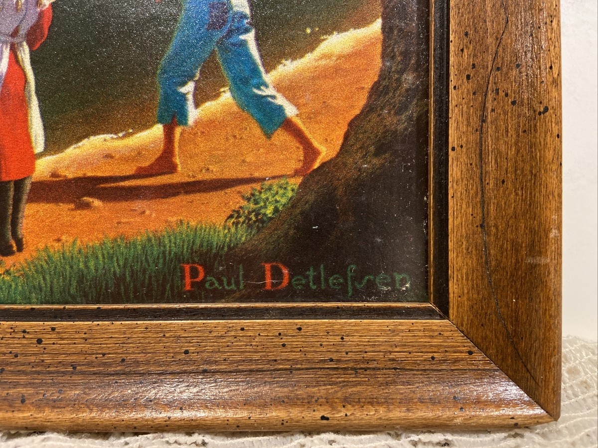 Vintage Paul Detlefsen Framed 11x14” Textured Print On Cardboard