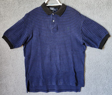 POLO by Ralph Lauren Blue & Black Check Polo Shirt Size M 100% Cotton USA Made