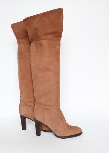 Botas hasta la rodilla/muslo vintage marrón nobuck gamuza cuero - 40/U - Imagen 2 de 8