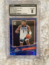 ANTHONY EDWARDS  2020 Optic The Rookies Blue Pulsar Rookie  #5  CSG 8  NM/MINT