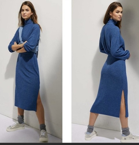 Mariah blue ribbed knit maxi dress 