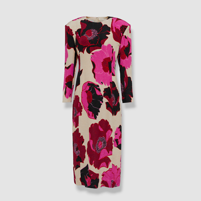 Dries Van Noten Dialto Floral Print Long Sleeve Midi Dress in Fuchsia 304 at Nordstrom, Size 6 US Dries Van Noten Dialto Floral Print Long Sleeve Midi Dress in Fuchsia 304 at Nordstrom, Size 6 US