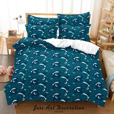 3D Moon Galaxy Pattern Green Quilt Cover Set Duvet Cover Bedding Pillowcases