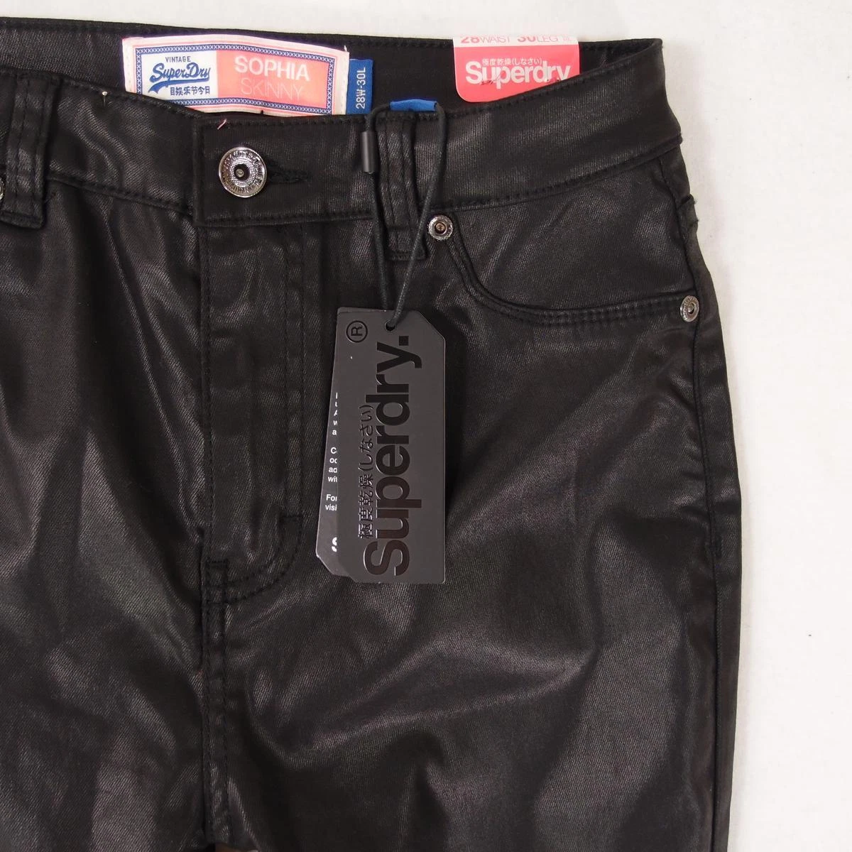 New Femmes SuperDry SOPHIA SKINNY Ajust lasthanne Noir Jeans W28